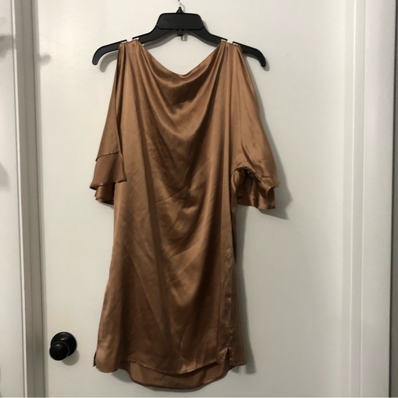 Laundry by Design Metallic Gold Silky Dress 6 - Picture 6 of 7